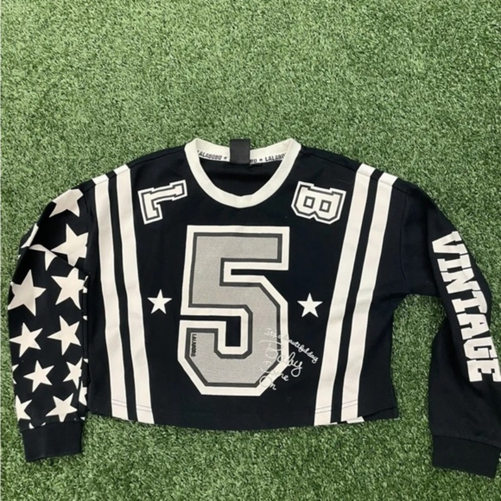 Lala Bobo Cosplay Long Sleeve‎ Shirt Jersey Crop Top Black Womens Size M Rare